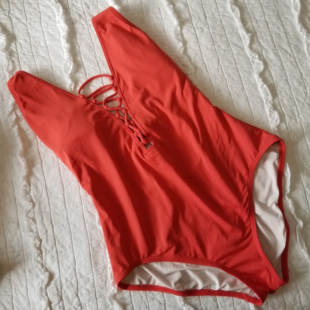 Michael Kors Orange One Piece Swimsuit 14 EUC Like New